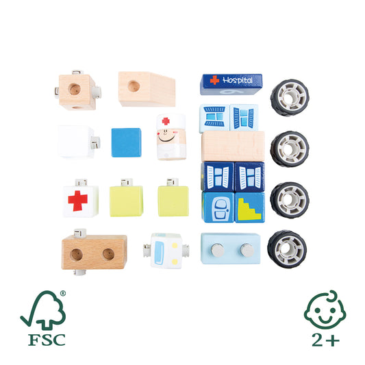 Wooden construction kit ambulance - clearance