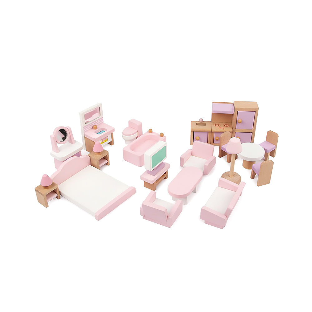 Wooden Dollhouse Furniture Set