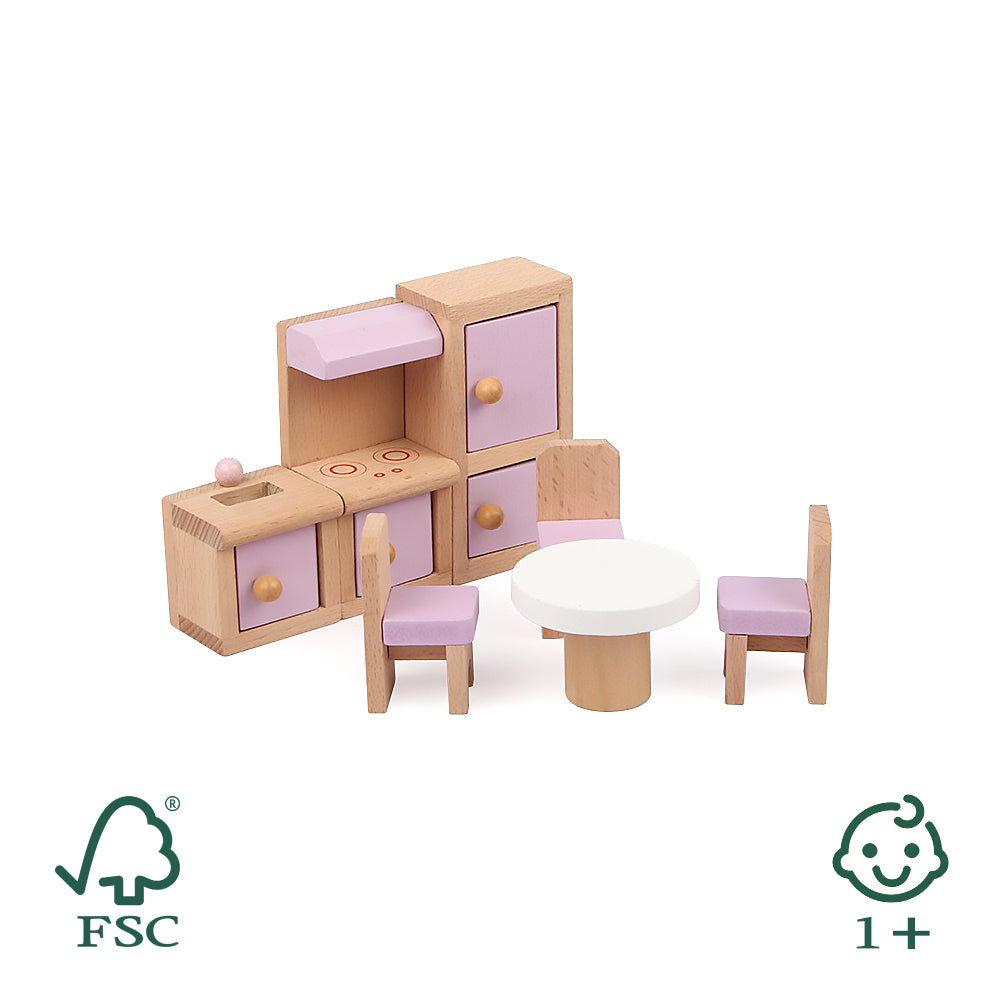 Wooden Dollhouse Furniture Set