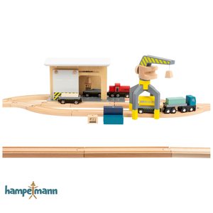 Treno in legno: scalo merci con accessori
