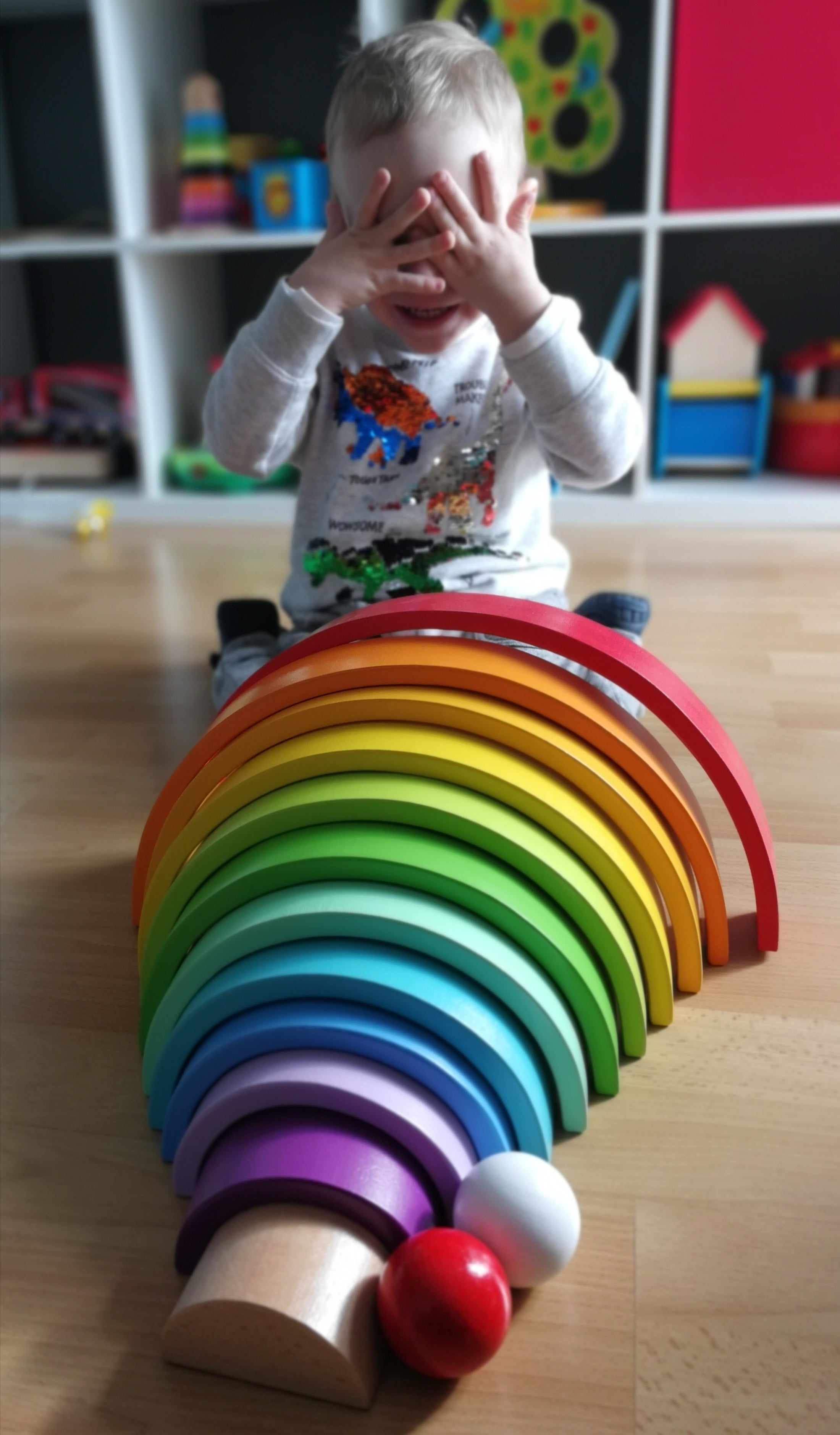 Wooden building blocks rainbow