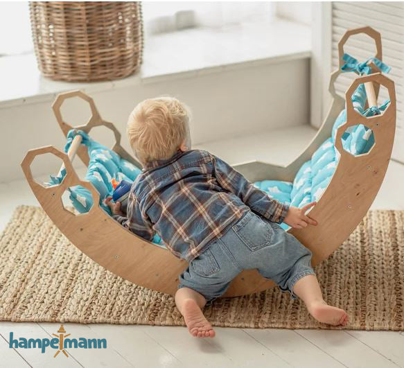 Baby Gym 4 en 1 : Triangle d'escalade, Arche d'escalade, Rampe & Toboggan – Blanc *