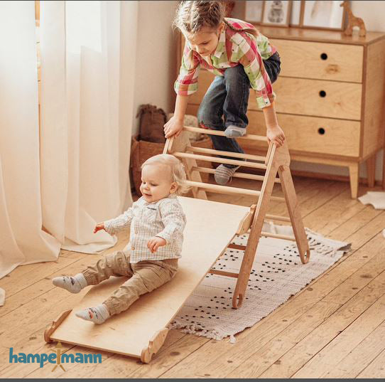 Baby gym 3 en 1 : triangle d'escalade, arche d'escalade et toboggan avec rampe