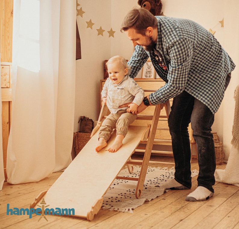 4-in-1 Baby-Gym: Kletterdreieck, Kletterbogen, Rampe & Rutsche – Weiß *