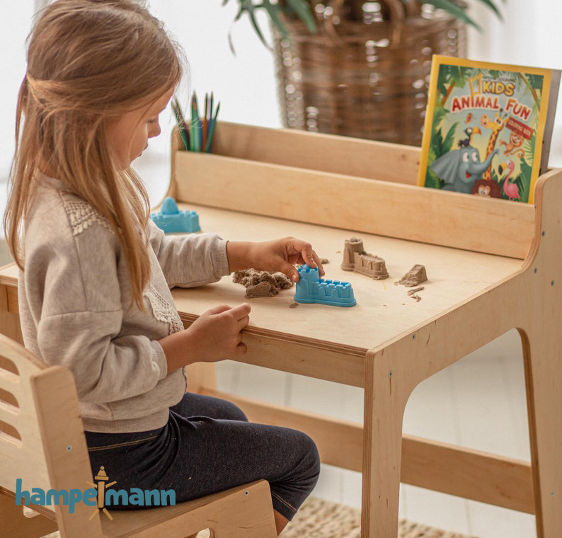 Set: Children's table with shelf and chair